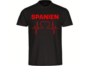 4068859231699 - multifanshop Herren T-Shirt - Spanien - Herzschlag - Druck rot - Männer