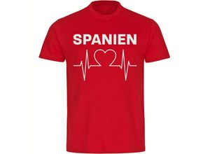 4068859231835 - multifanshop® Herren T-Shirt - Spanien - Herzschlag - Druck weiß