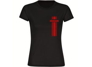 4068859233914 - multifanshop Damen T-Shirt - Dänemark - Streifen - Druck rot - Frauen