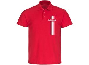 4068859234249 - multifanshop® Poloshirt - Dänemark - Streifen - Druck weiß