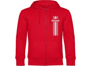 4068859234577 - multifanshop® Kapuzen Sweatshirt Jacke - Dänemark - Streifen - Druck weiß