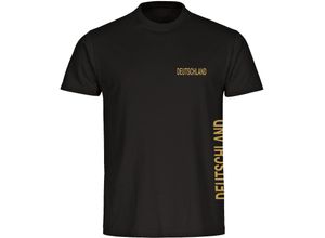 4068859246730 - multifanshop® Herren T-Shirt - Deutschland - Brust & Seite Gold - Druck gold metallic