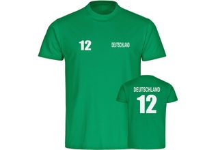 4068859247539 - multifanshop Herren T-Shirt - Deutschland - Trikot Nummer 12 - Druck weiß - Männer