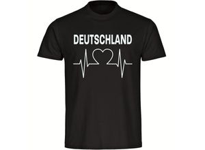 4068859248963 - multifanshop Herren T-Shirt - Deutschland - Herzschlag - Druck weiß - Männer