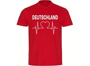 4068859249151 - multifanshop Herren T-Shirt - Deutschland - Herzschlag - Druck weiß - Männer