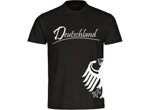 4068859250249 - multifanshop® Herren T-Shirt - Deutschland - Adler seitlich - Druck weiß