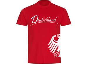 4068859250478 - multifanshop Herren T-Shirt - Deutschland - Adler seitlich - Druck weiß - Männer