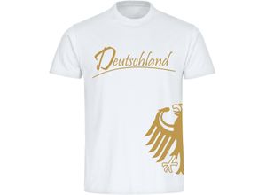 4068859250751 - multifanshop® Herren T-Shirt - Deutschland - Adler seitlich Gold - Druck gold metallic