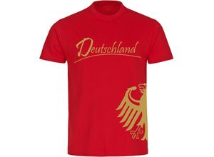 4068859250911 - multifanshop Herren T-Shirt - Deutschland - Adler seitlich Gold - Druck gold metallic - Männer