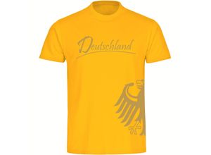 4068859250997 - multifanshop® Herren T-Shirt - Deutschland - Adler seitlich Gold - Druck gold metallic