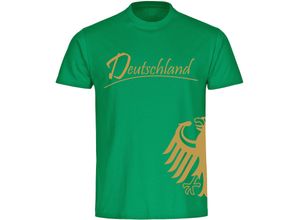 4068859251055 - multifanshop® Herren T-Shirt - Deutschland - Adler seitlich Gold - Druck gold metallic