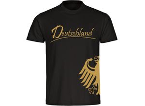 4068859257415 - multifanshop Kinder T-Shirt - Deutschland - Adler seitlich Gold - Druck gold metallic - Kind