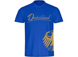 4068859257439 - multifanshop Kinder T-Shirt - Deutschland - Adler seitlich Gold - Druck gold metallic - Kind