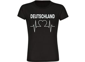 4068859261139 - multifanshop® Damen T-Shirt - Deutschland - Herzschlag - Druck weiß