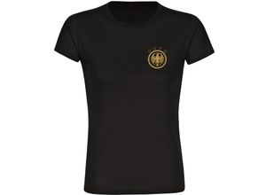 4068859261375 - multifanshop® Damen T-Shirt - Deutschland - Adler Retro Gold - Druck gold metallic