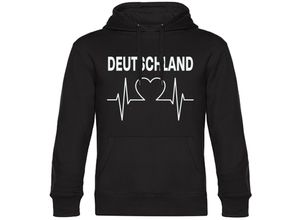 4068859261818 - multifanshop Kapuzen Sweatshirt - Deutschland - Herzschlag - Druck weiß - Hoodie