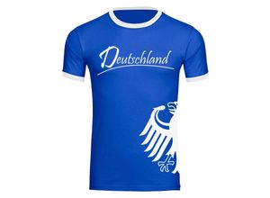 4068859262204 - multifanshop® Kontrast T-Shirt - Deutschland - Adler seitlich - Druck weiß