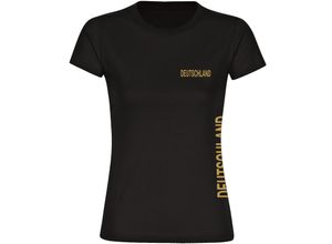 4068859262488 - multifanshop® Damen T-Shirt - Deutschland - Brust & Seite Gold - Druck gold metallic