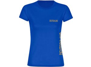 4068859262501 - multifanshop® Damen T-Shirt - Deutschland - Brust & Seite Gold - Druck gold metallic