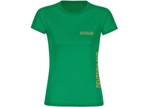 4068859262532 - multifanshop® Damen T-Shirt - Deutschland - Brust & Seite Gold - Druck gold metallic