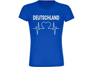 4068859262808 - multifanshop Damen T-Shirt - Deutschland - Herzschlag - Druck weiß - Frauen