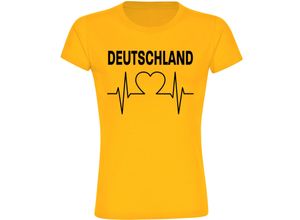 4068859262822 - multifanshop Damen T-Shirt - Deutschland - Herzschlag - Druck schwarz - Frauen