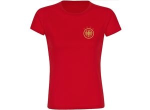 4068859263171 - multifanshop Damen T-Shirt - Deutschland - Adler Retro Gold - Druck gold metallic - Frauen