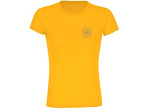 4068859263188 - multifanshop® Damen T-Shirt - Deutschland - Adler Retro Gold - Druck gold metallic