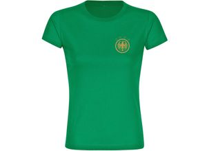 4068859263195 - multifanshop® Damen T-Shirt - Deutschland - Adler Retro Gold - Druck gold metallic