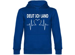 4068859263690 - multifanshop Kapuzen Sweatshirt - Deutschland - Herzschlag - Druck weiß - Hoodie