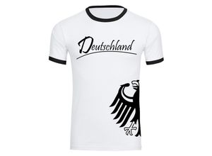 4068859264086 - multifanshop® Kontrast T-Shirt - Deutschland - Adler seitlich - Druck schwarz