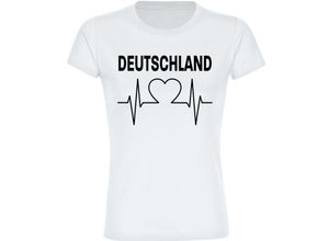 4068859264680 - multifanshop® Damen T-Shirt - Deutschland - Herzschlag - Druck schwarz