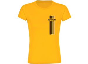 4068859264772 - multifanshop® Damen T-Shirt - Deutschland - Streifen - Druck schwarz