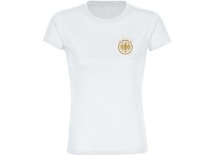 4068859265045 - multifanshop® Damen T-Shirt - Deutschland - Adler Retro Gold - Druck gold metallic