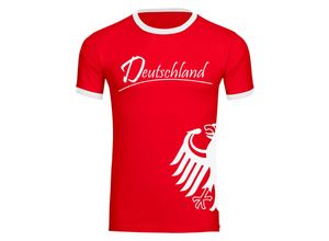 4068859266004 - multifanshop® Kontrast T-Shirt - Deutschland - Adler seitlich - Druck weiß