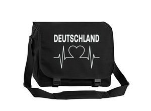 4068859266264 - multifanshop® Messenger Tasche - Deutschland - Herzschlag - Druck weiß