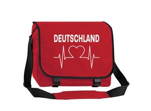 4068859266288 - multifanshop® Messenger Tasche - Deutschland - Herzschlag - Druck weiß