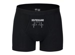 4068859268091 - multifanshop® Herren Boxer Short - Deutschland - Herzschlag - Druck weiß