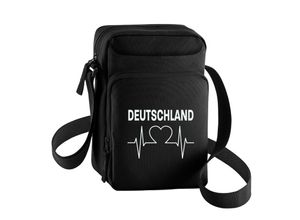 4068859272319 - multifanshop® Umhängetasche - Deutschland - Herzschlag - Druck weiß