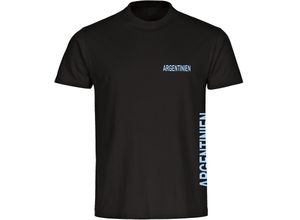 4068859272340 - multifanshop Herren T-Shirt - Argentinien - Brust & Seite - Druck hellblau - Männer