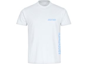 4068859272432 - multifanshop Herren T-Shirt - Argentinien - Brust & Seite - Druck hellblau - Männer