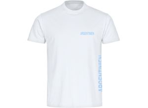 4068859272470 - multifanshop Herren T-Shirt - Argentinien - Brust & Seite - Druck hellblau - Männer