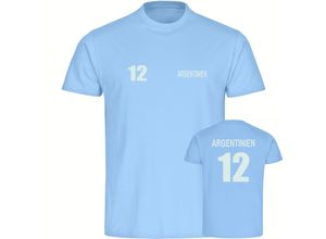 4068859272739 - multifanshop Herren T-Shirt - Argentinien - Trikot Nummer 12 - Druck weiß - Männer