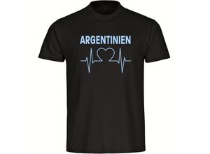 4068859273002 - multifanshop Herren T-Shirt - Argentinien - Herzschlag - Druck hellblau - Männer