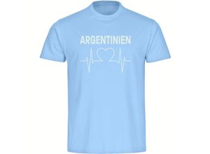 4068859273101 - multifanshop Herren T-Shirt - Argentinien - Herzschlag - Druck weiß - Männer