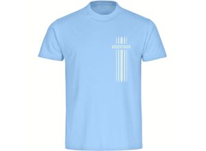 4068859273279 - multifanshop Herren T-Shirt - Argentinien - Streifen - Druck weiß - Männer