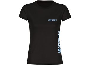 4068859273286 - multifanshop® Damen T-Shirt - Argentinien - Brust & Seite - Druck hellblau