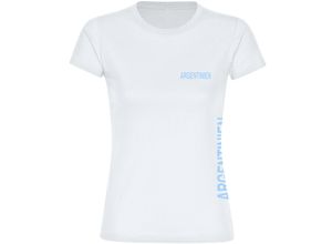 4068859273354 - multifanshop® Damen T-Shirt - Argentinien - Brust & Seite - Druck hellblau