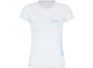 4068859273361 - multifanshop Damen T-Shirt - Argentinien - Brust & Seite - Druck hellblau - Frauen