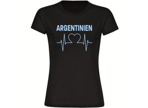 4068859273804 - multifanshop Damen T-Shirt - Argentinien - Herzschlag - Druck hellblau - Frauen